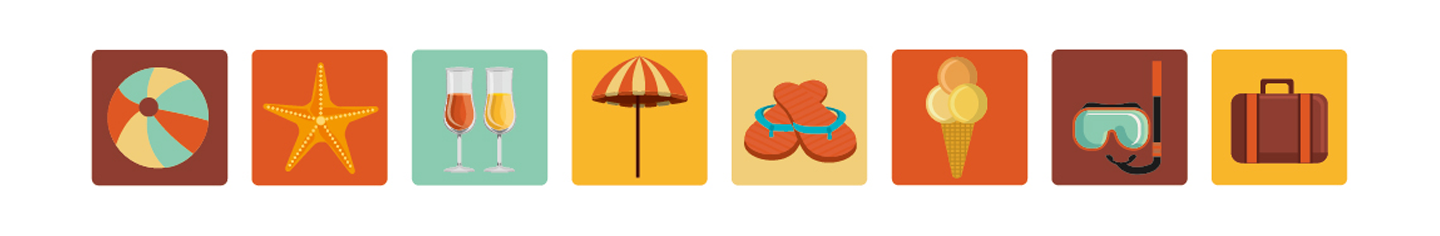 icone servizi area giochi spiaggia attrezzata servizio bar noleggio sdraio e ombrelloni gelato